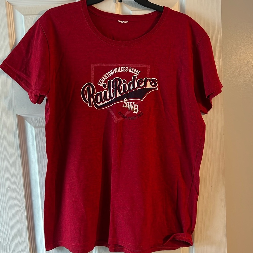 Women’s Red Scranton/Wilkes-Barre Railriders short sleeve tshirt